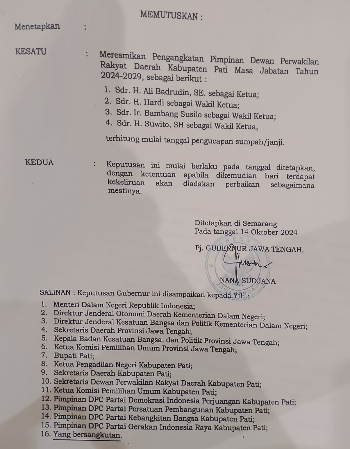 Pimpinan DPRD Kabupaten Pati